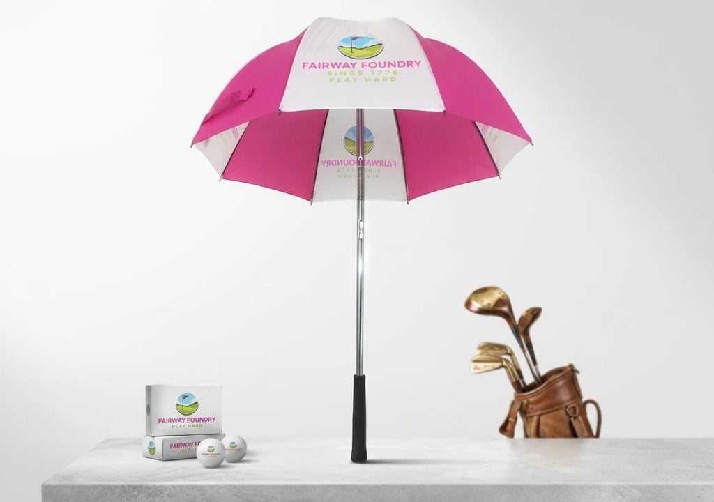 Play Hard Pink White Golf Club Umbrella
