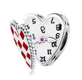 Alice in Wonderland Heart Locket Clock Sterling Silver Bead Charm