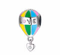 Hot Air Balloon Heart Sterling Silver Bead Charm