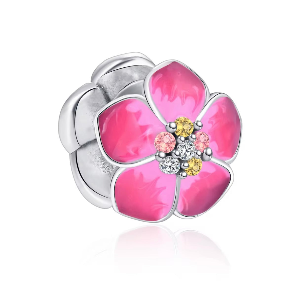 Pink Dogwood Sterling Silver Bead Charm