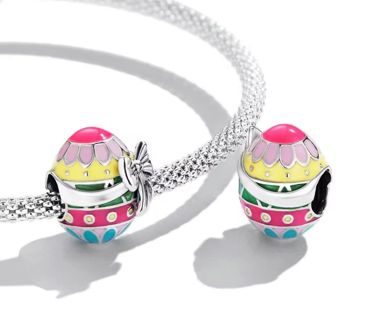 Easter Egg Sterling Silver Bead Charm