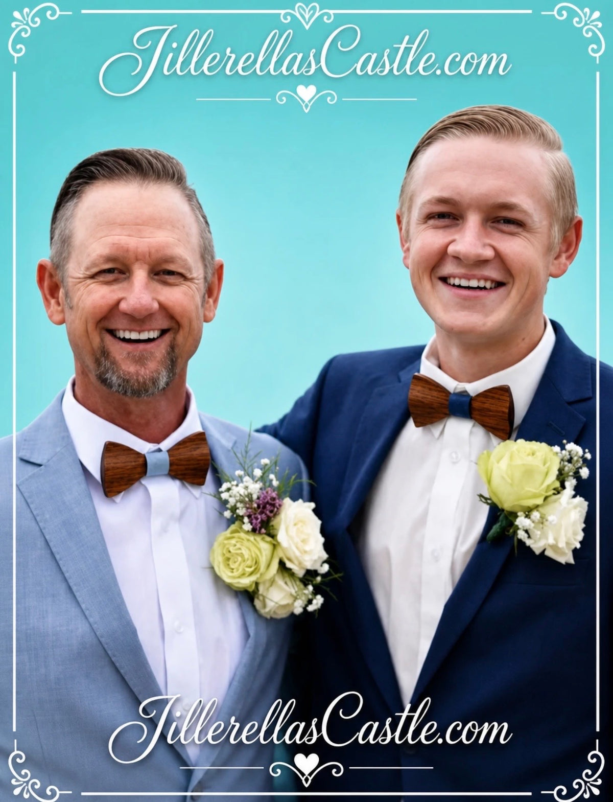HandCarved KOA Wood BowTie and Matching Cufflinks Blue Band
