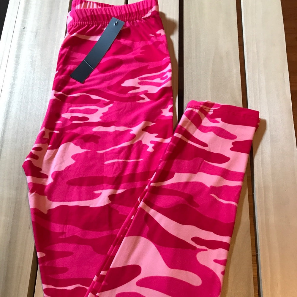 Leggings Pink Camouflage Buttery Soft One Size