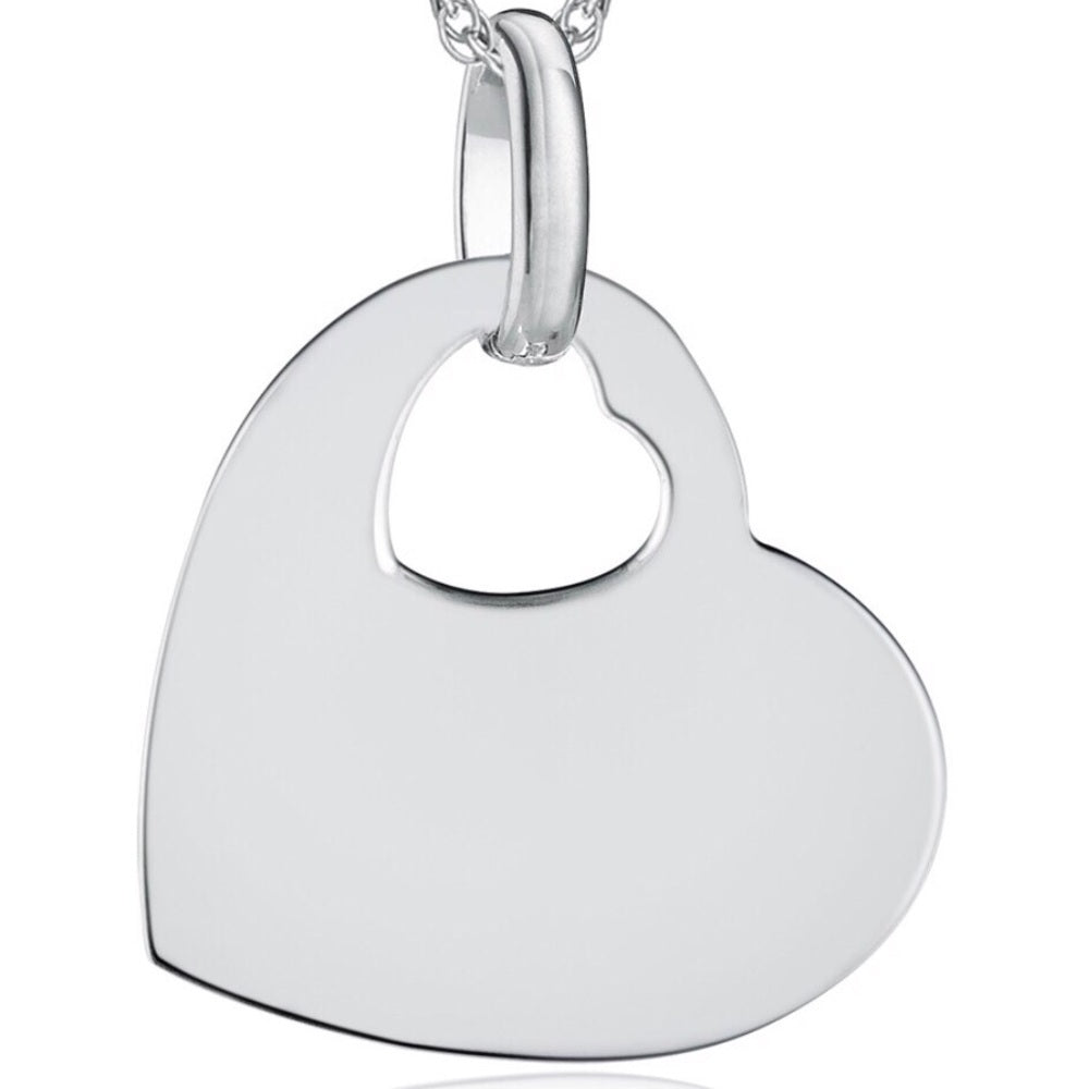 Solid Sterling Silver Heart Pendant Necklace
