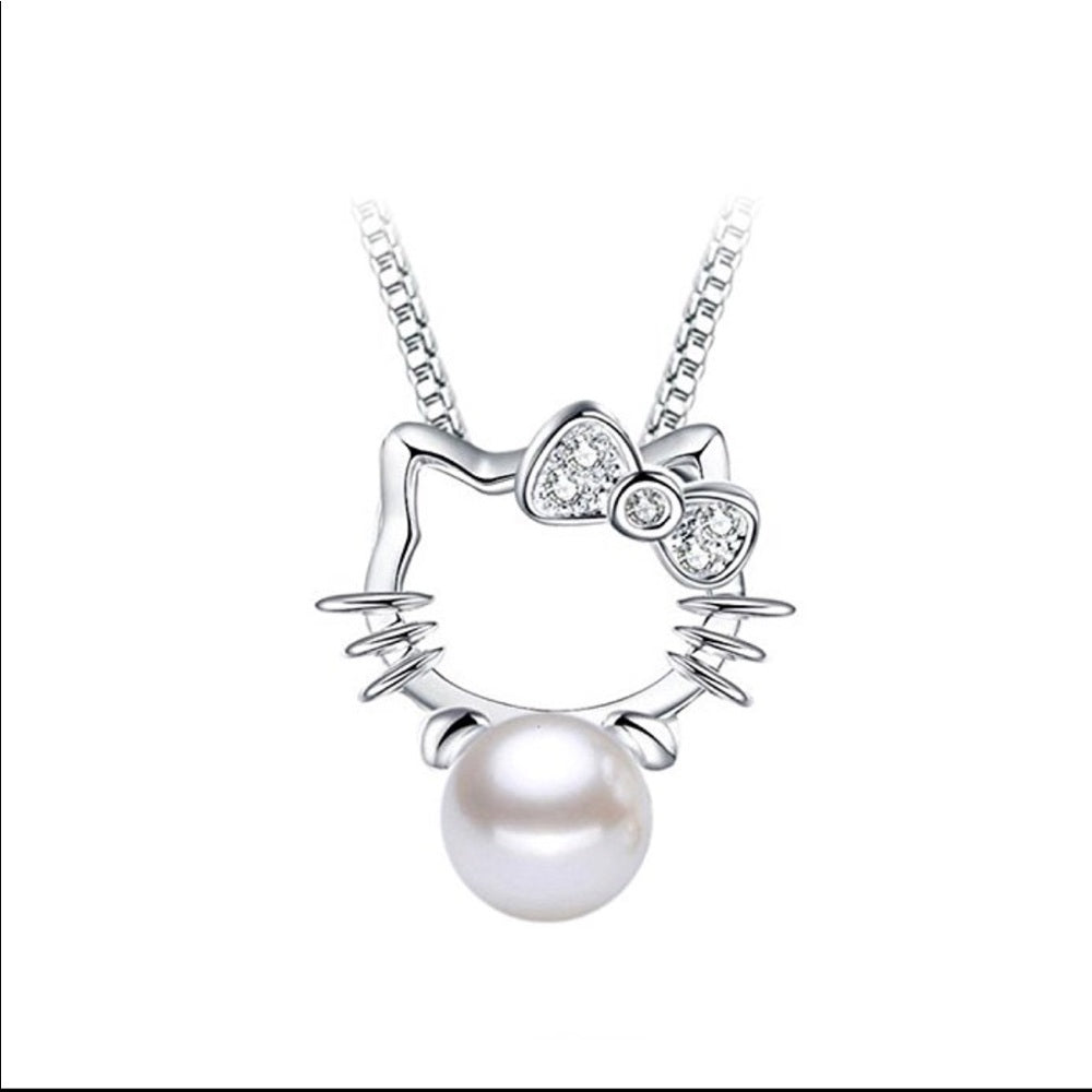 Sterling Silver Necklace PLATED Hello Kitty