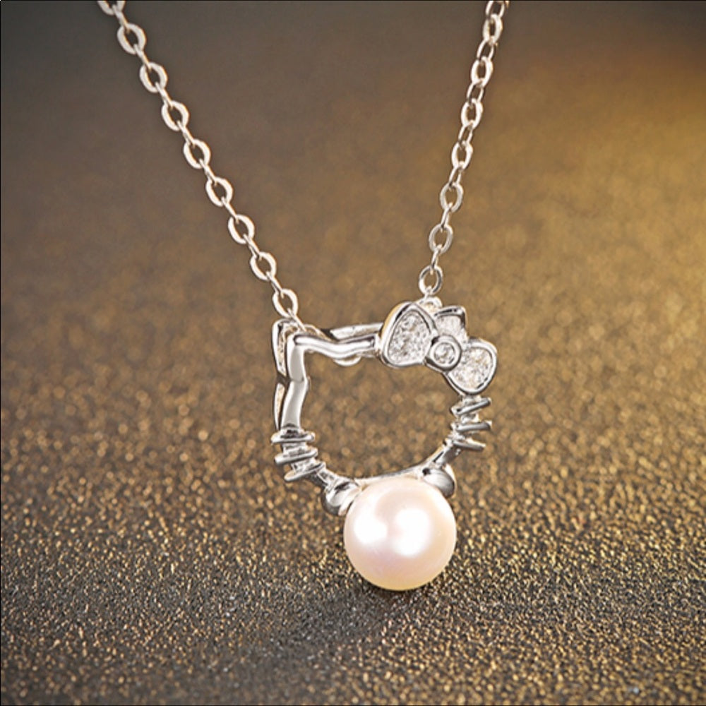 Sterling Silver Necklace PLATED Hello Kitty