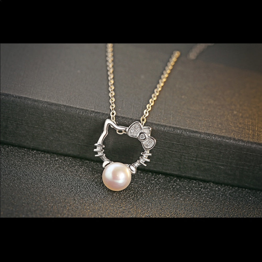 Sterling Silver Necklace PLATED Hello Kitty