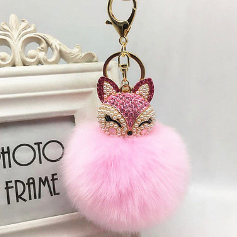 Doll Purse Charm Keychain Faux Fur