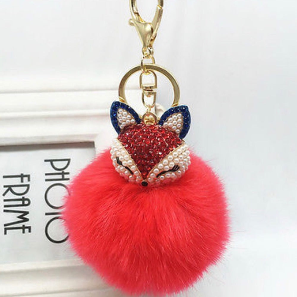Doll Purse Charm Keychain Faux Fur