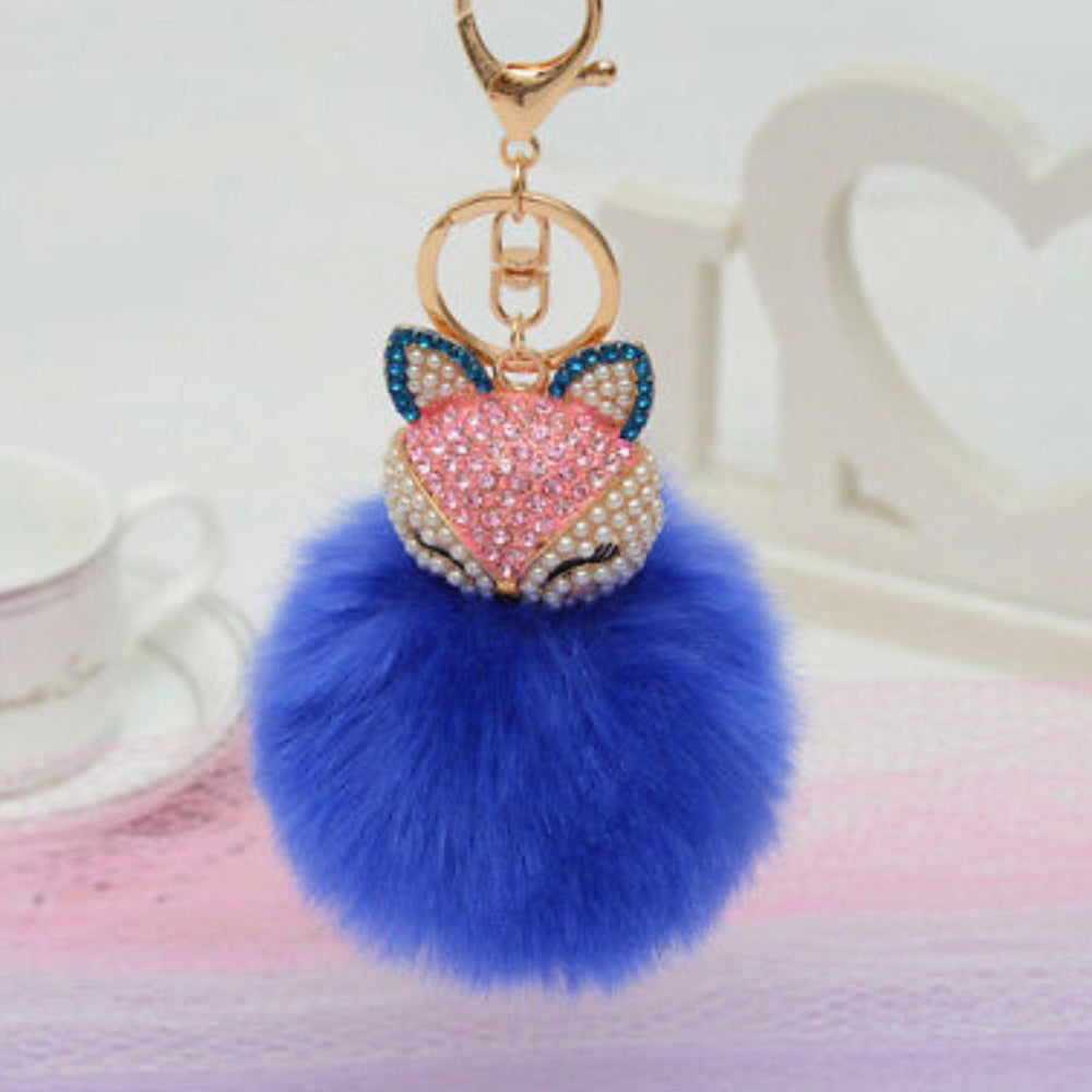 Doll Purse Charm Keychain Faux Fur