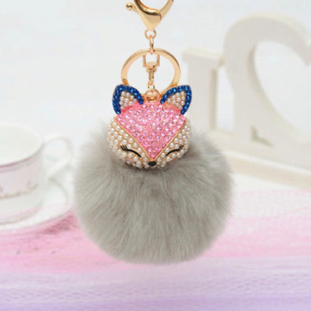Doll Purse Charm Keychain Faux Fur