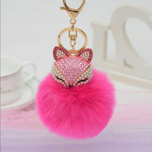 Hot Pink Doll Purse Charm Keychain Faux Fur New