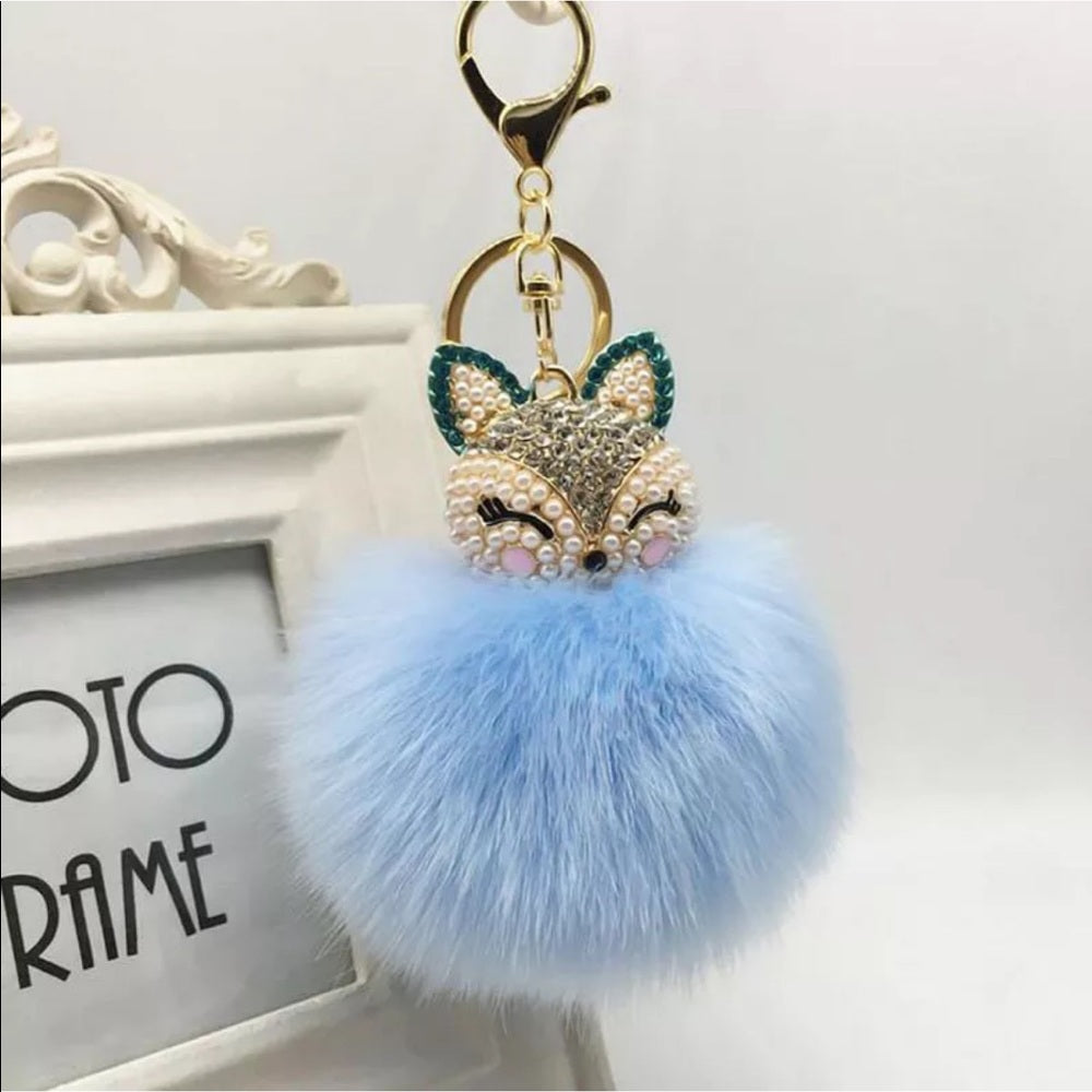 Doll Purse Charm Keychain Faux Fur