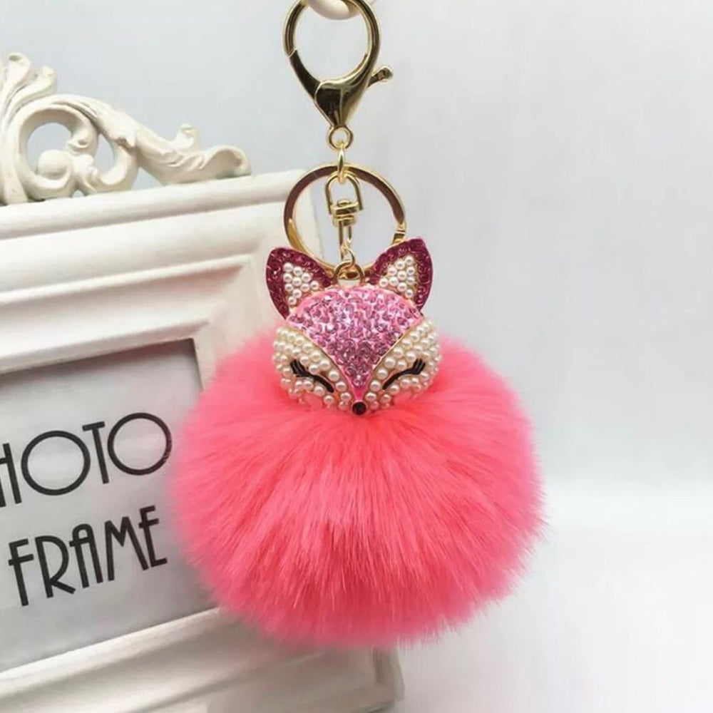 Doll Purse Charm Keychain Faux Fur