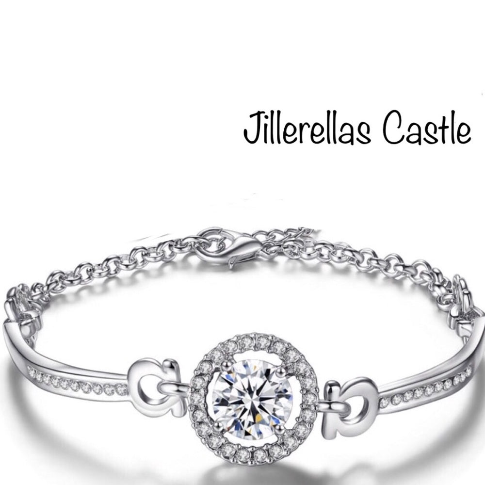 Tennis Bracelet Zirconia Inset Silver Plated New