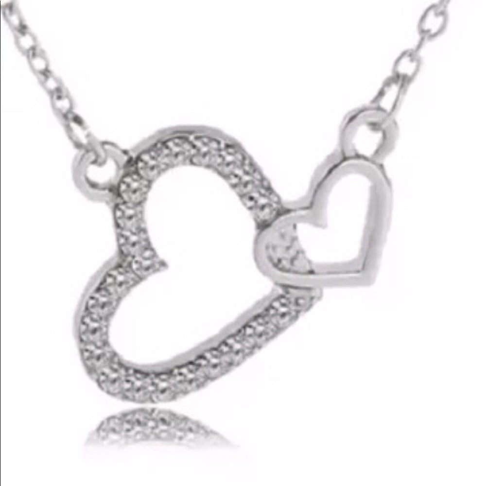 Heart Love Necklace Sterling Silver Plated New