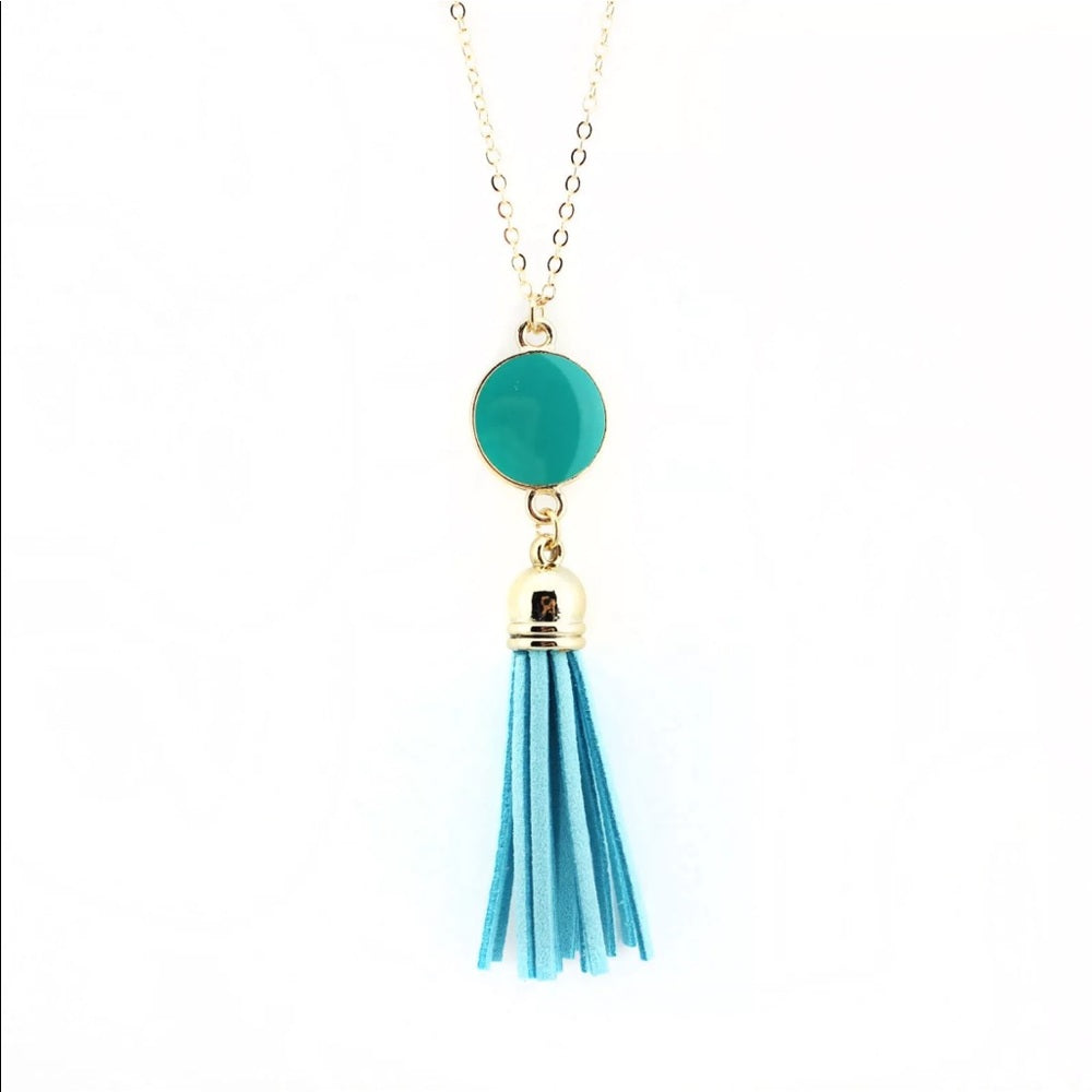 Aqua French Drop Necklace 36 Inch New With Tags