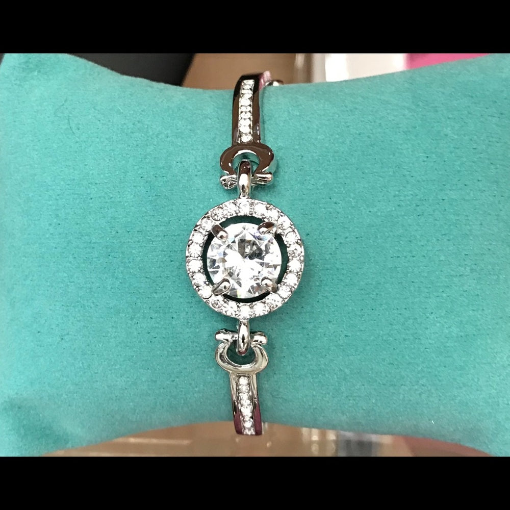 Tennis Bracelet Zirconia Inset Silver Plated New