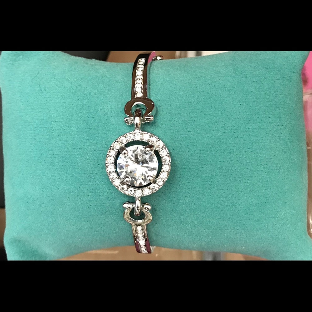 Tennis Bracelet Zirconia Inset Silver Plated New