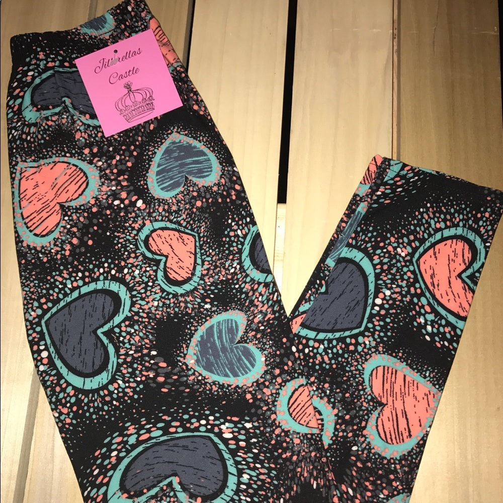 Leggings Heart Splash One Size Buttery Soft New