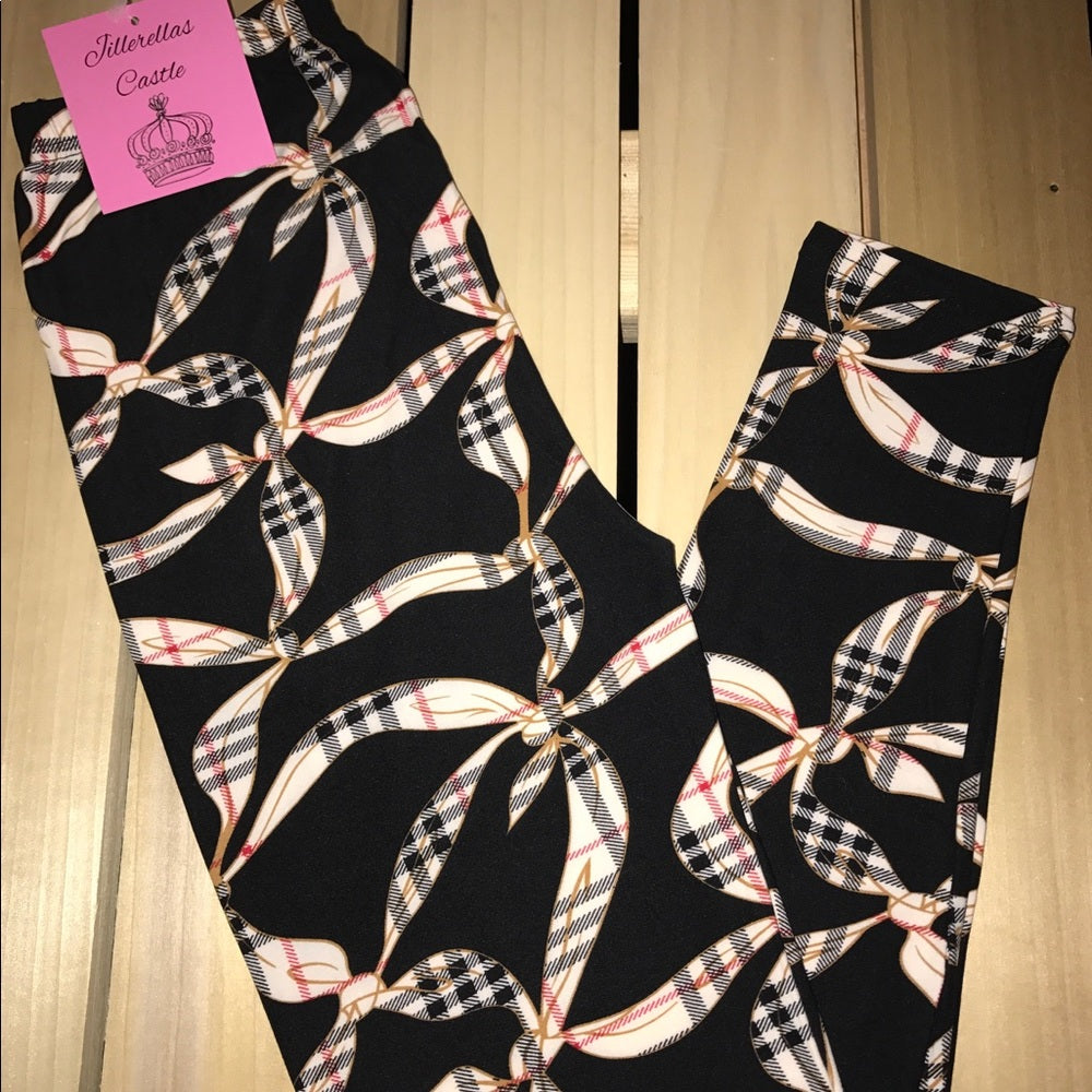 Leggings Plaid Ribbons Extravaganza One Size New