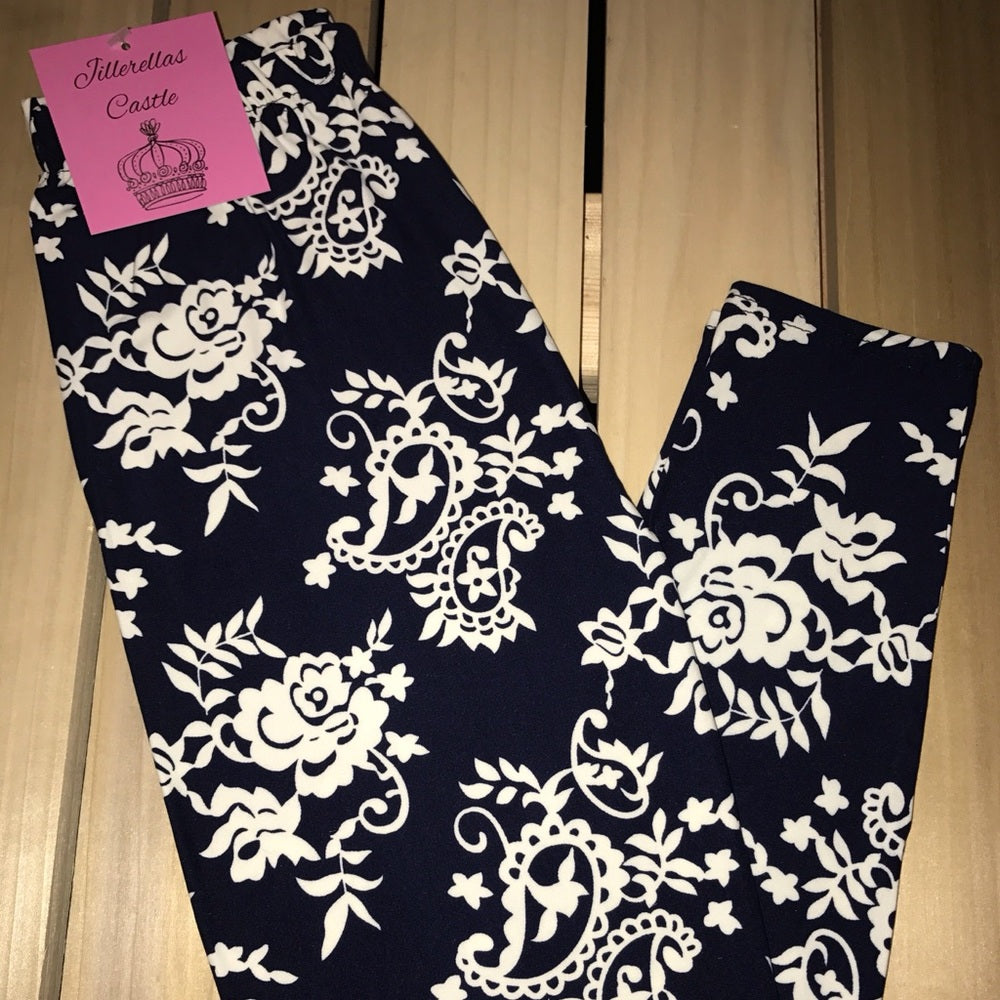 Leggings Blue Paisley One Size Buttery Soft New