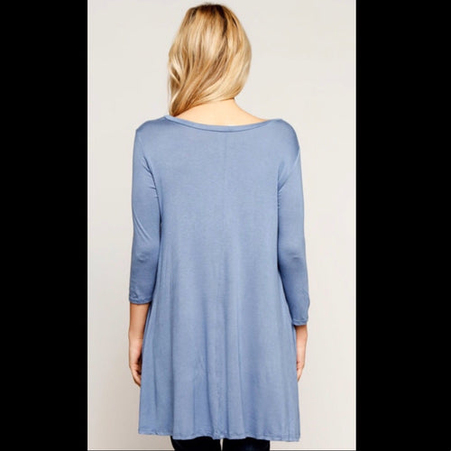 Chambray Blue Tunic Top Buttery Soft New