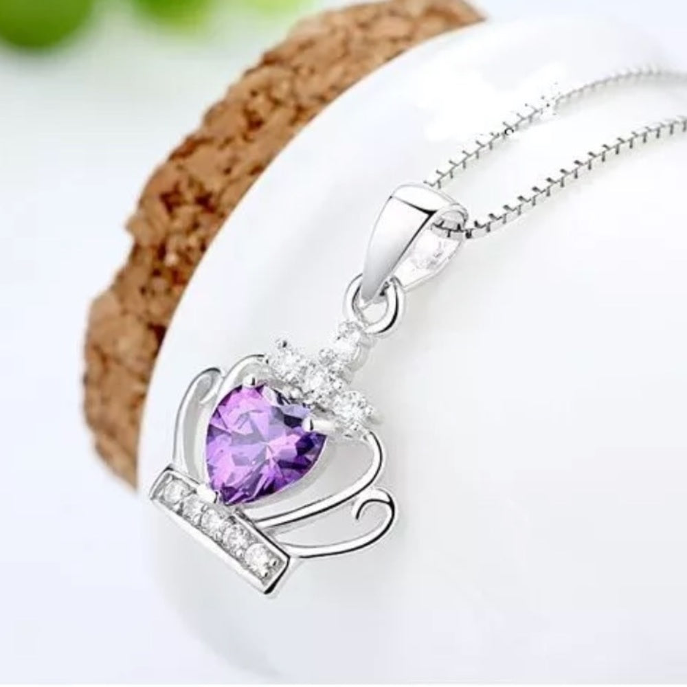 Amethyst Crown Pendant Sterling Silver Necklace