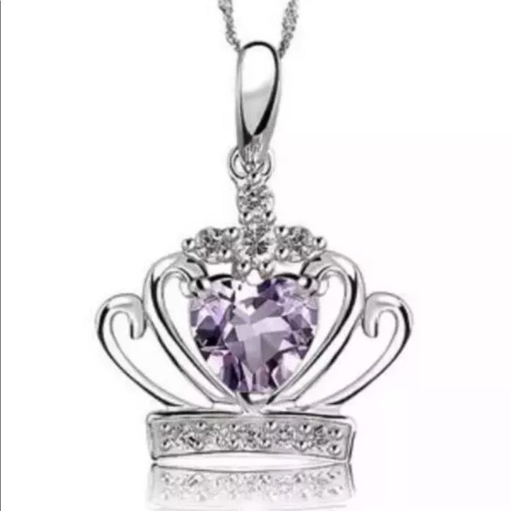 Amethyst Crown Pendant Sterling Silver Necklace