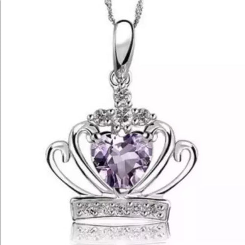 Amethyst Crown Pendant Sterling Silver Necklace