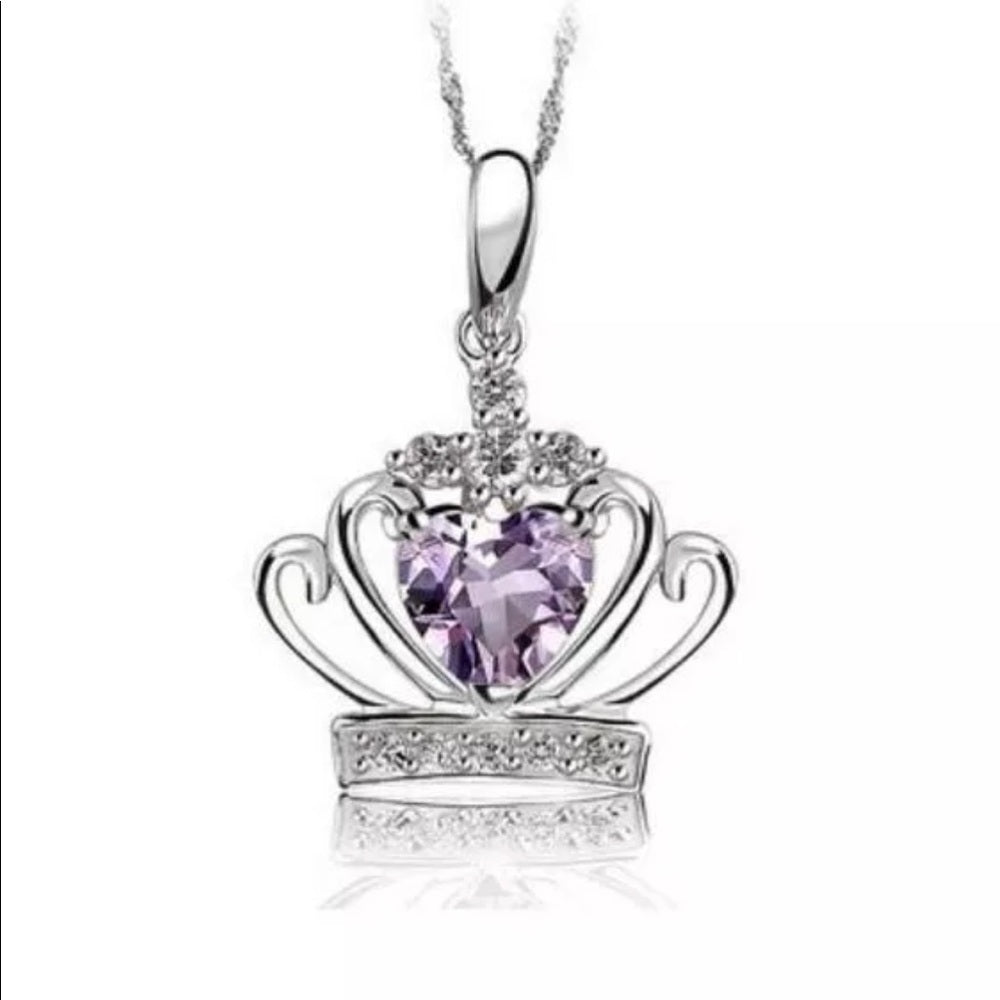 Amethyst Crown Pendant Sterling Silver Necklace