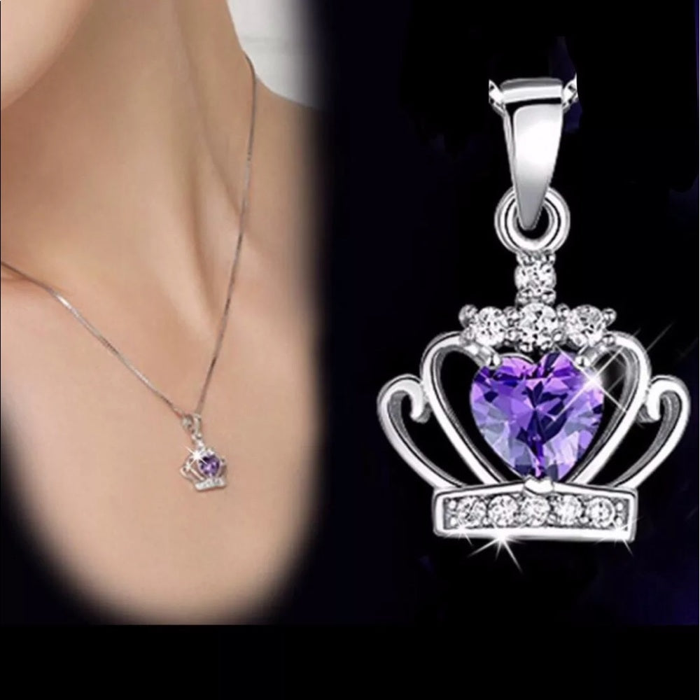 Amethyst Crown Pendant Sterling Silver Necklace