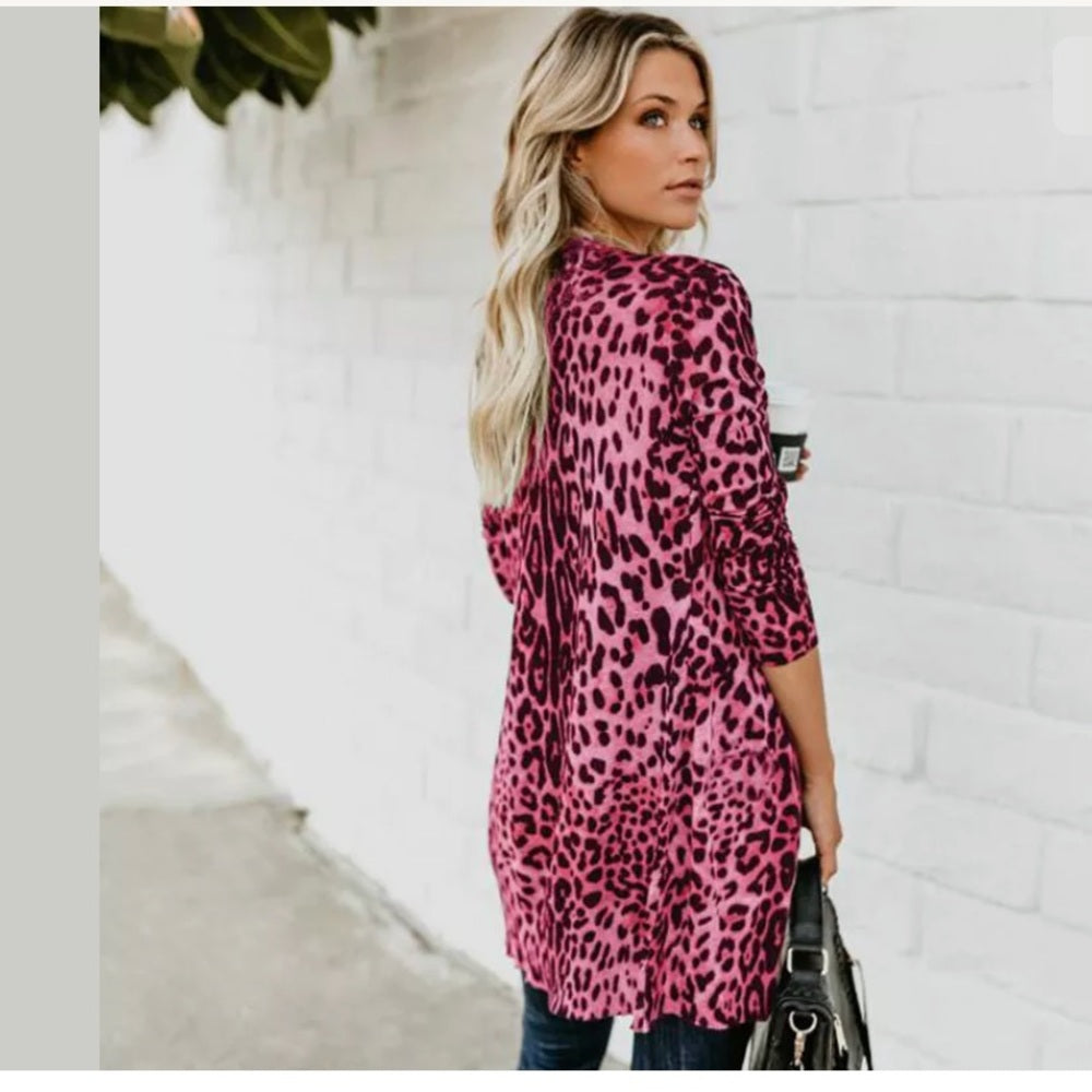 Pink Animal Print Jacket Cover Up Topper New