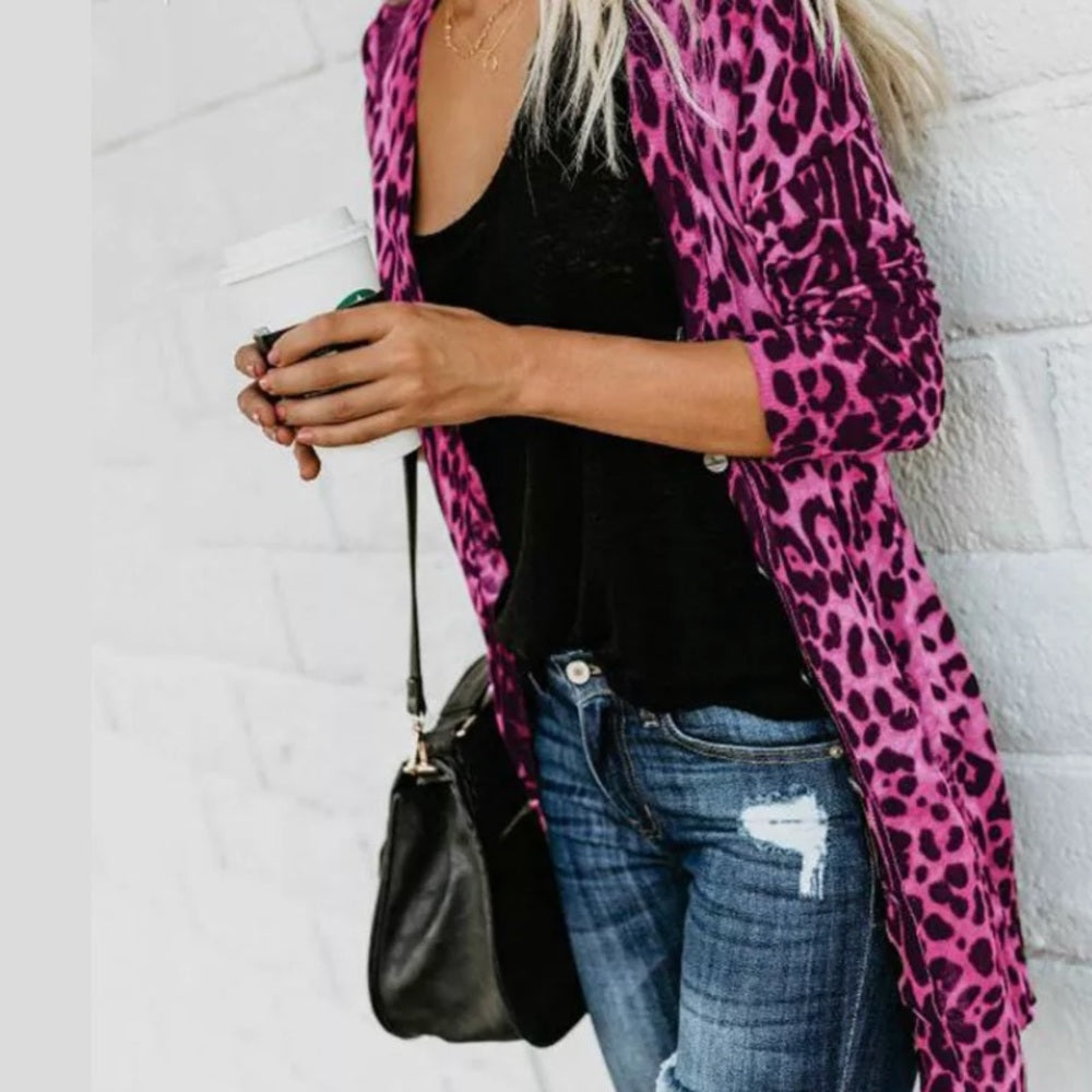 Pink Animal Print Jacket Cover Up Topper New