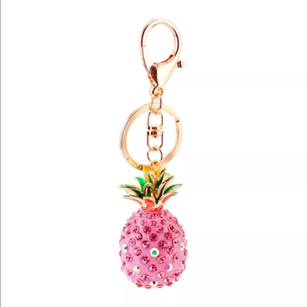 Pink Pineapple Glitzy PurseCharm KeyChain NWT New