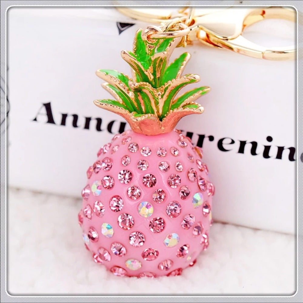 Pink Pineapple Glitzy PurseCharm KeyChain NWT New