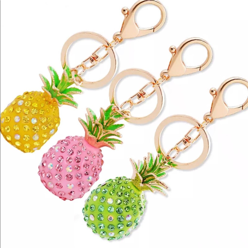 Pink Pineapple Glitzy PurseCharm KeyChain NWT New
