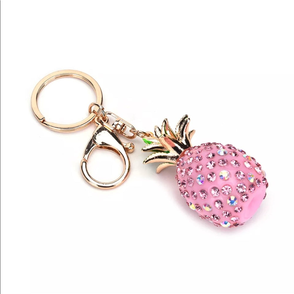 Pink Pineapple Glitzy PurseCharm KeyChain NWT New