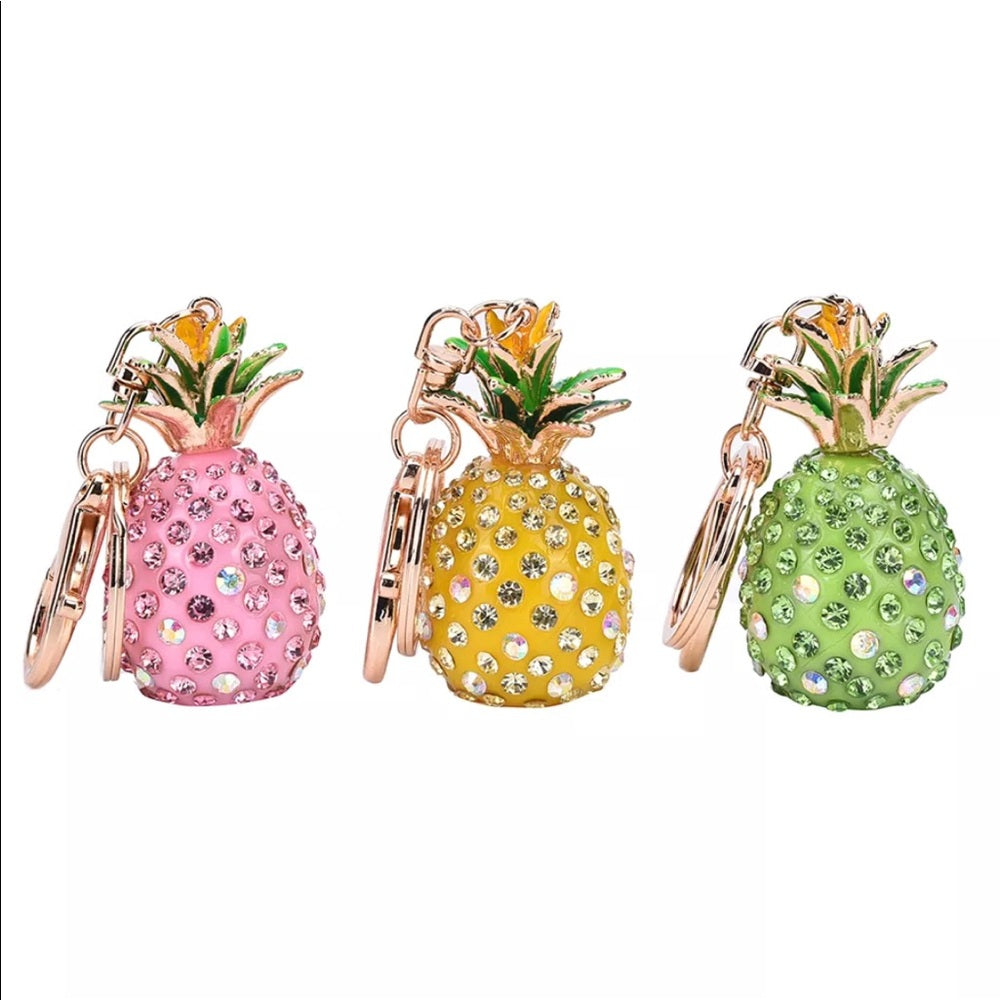 Pink Pineapple Glitzy PurseCharm KeyChain NWT New