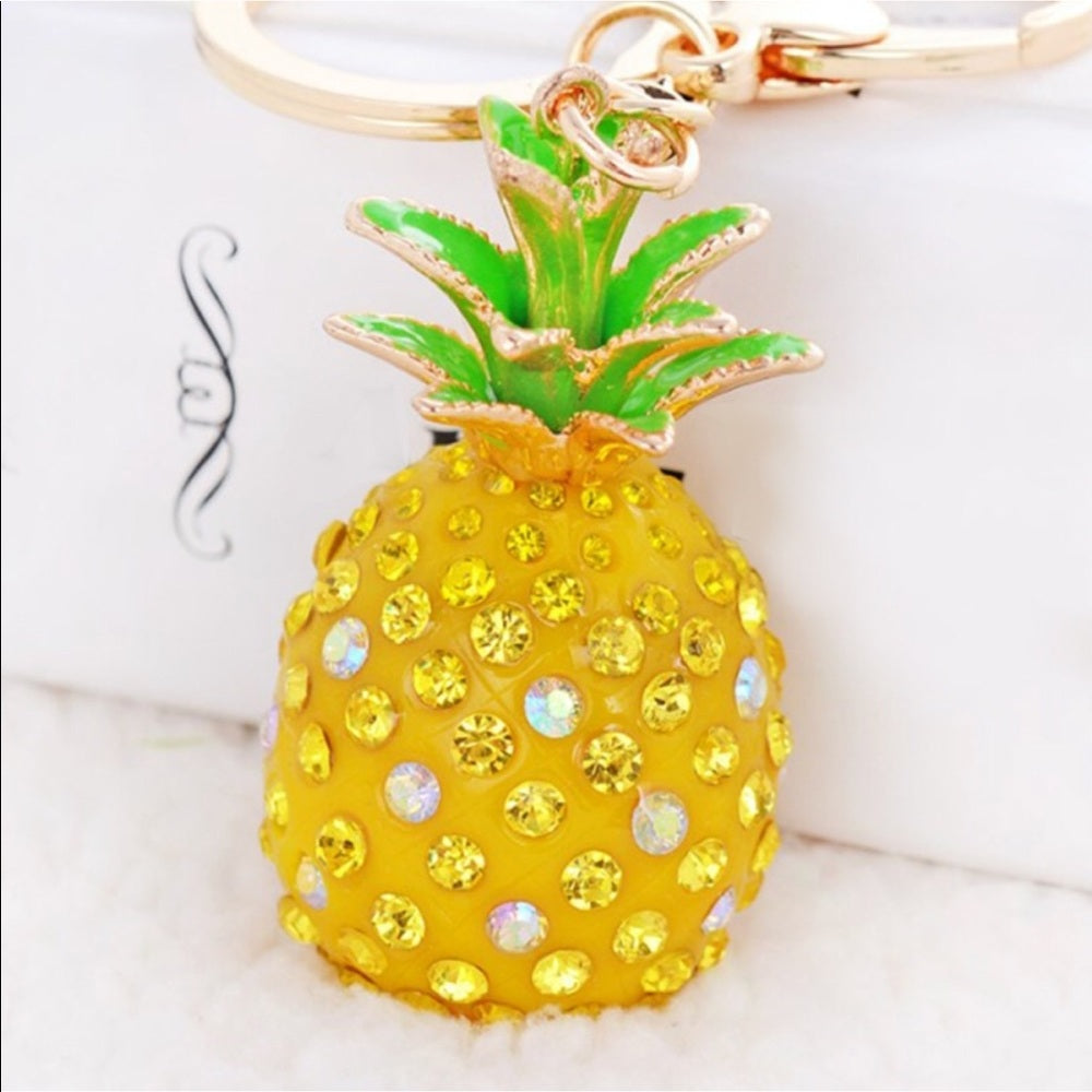 Gold Glitzy Pineapple PurseCharm KeyChain NWT New