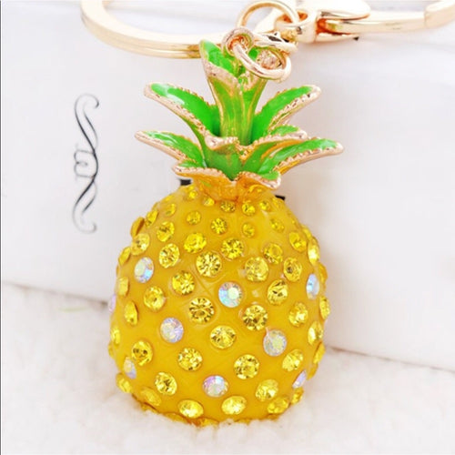 Gold Glitzy Pineapple PurseCharm KeyChain NWT New