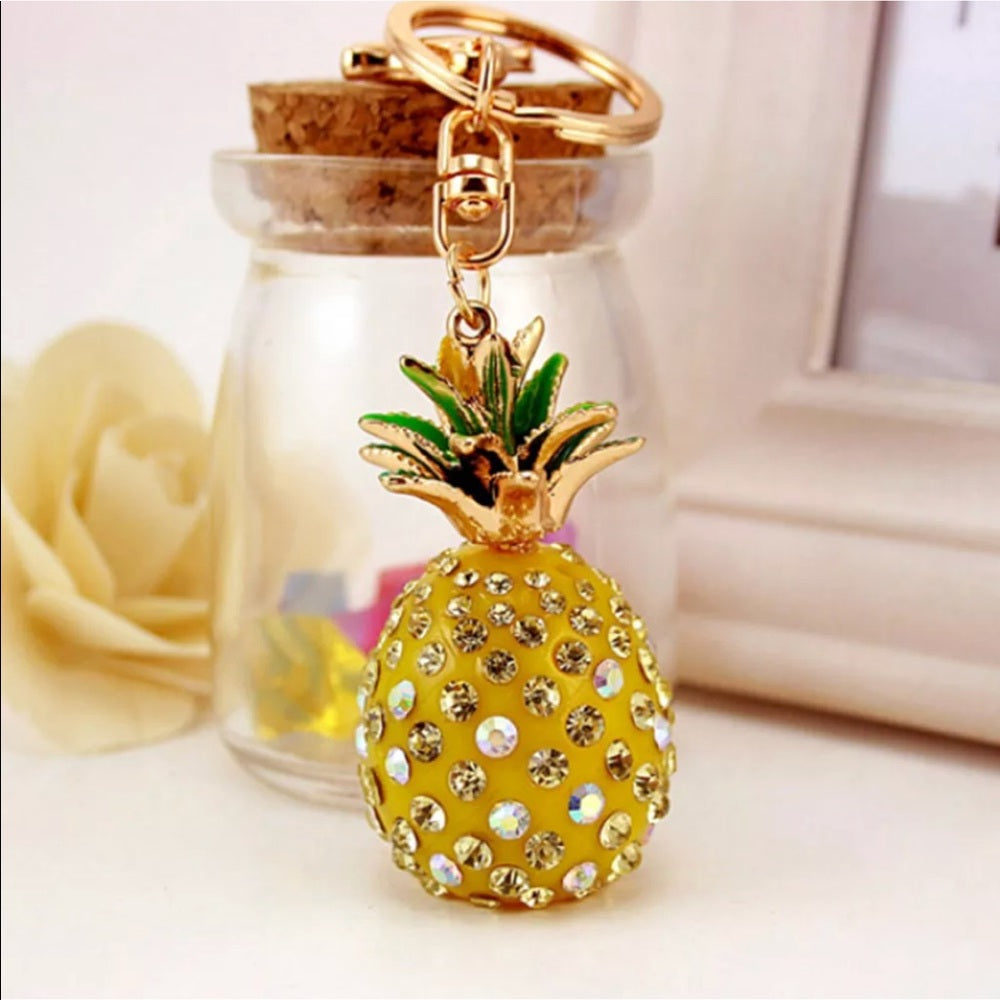 Gold Glitzy Pineapple PurseCharm KeyChain NWT New