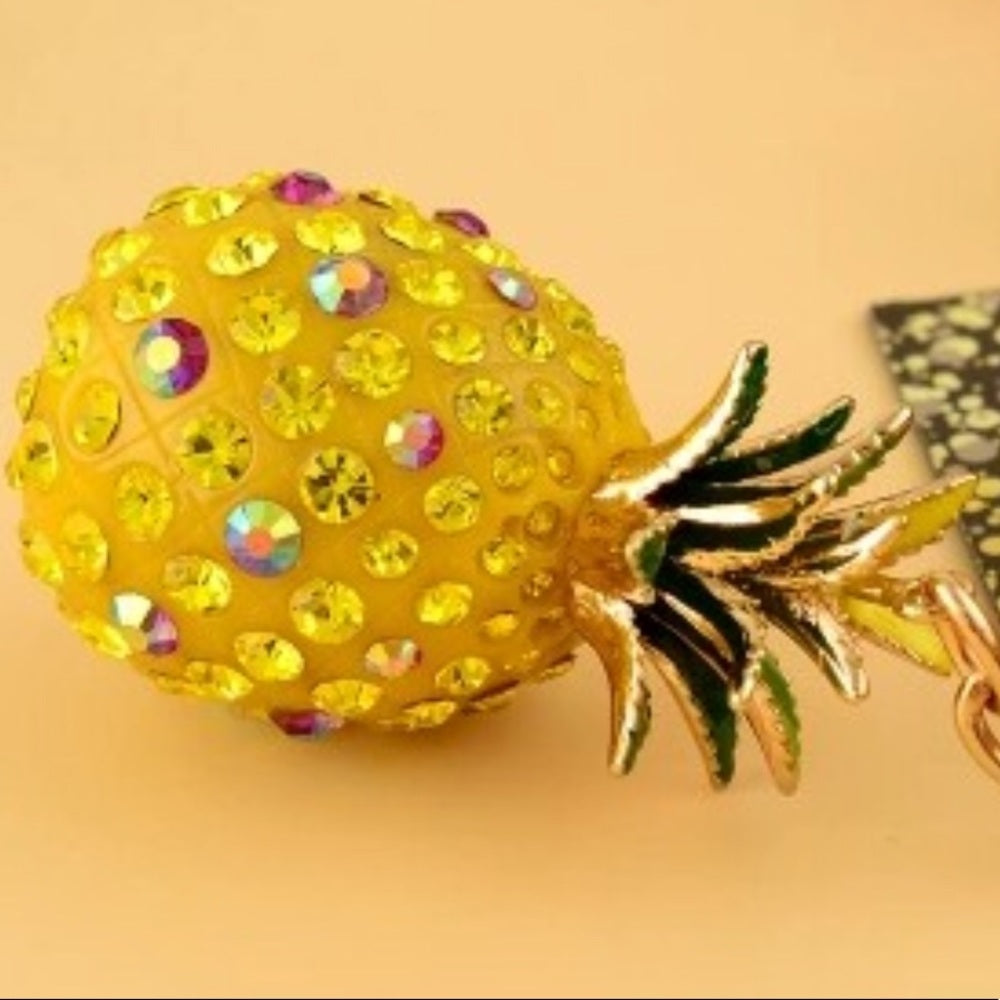 Gold Glitzy Pineapple PurseCharm KeyChain NWT New