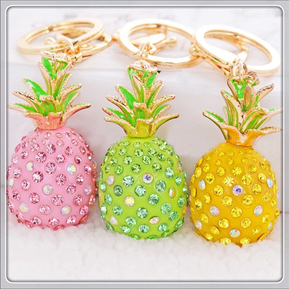Gold Glitzy Pineapple PurseCharm KeyChain NWT New