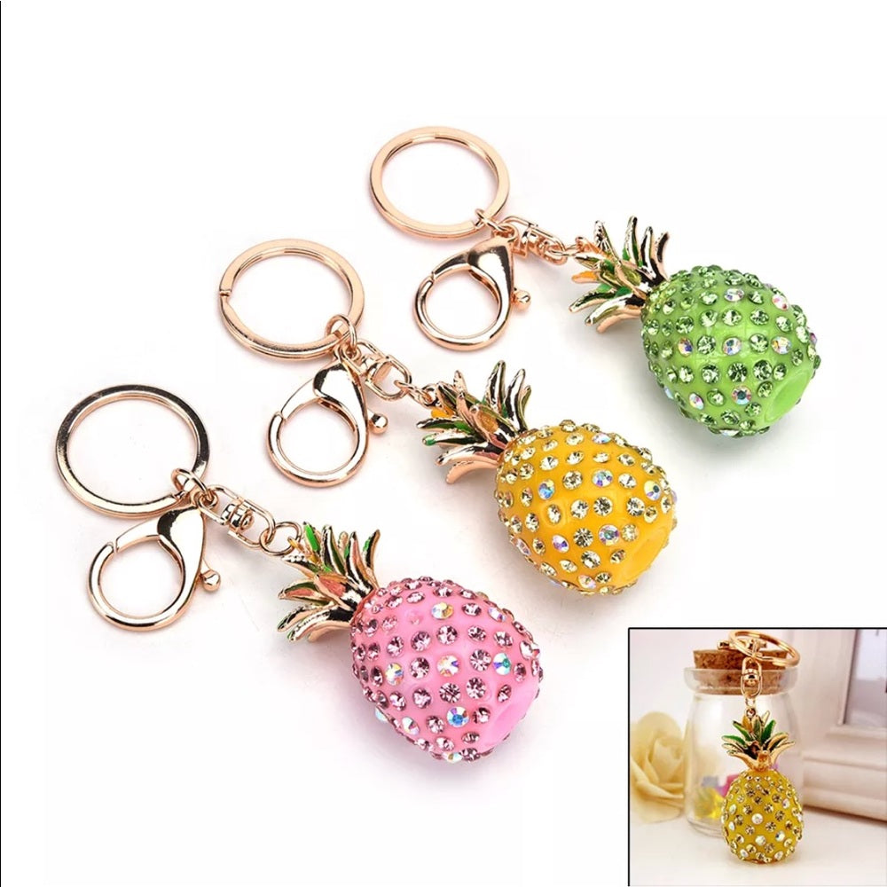 Gold Glitzy Pineapple PurseCharm KeyChain NWT New