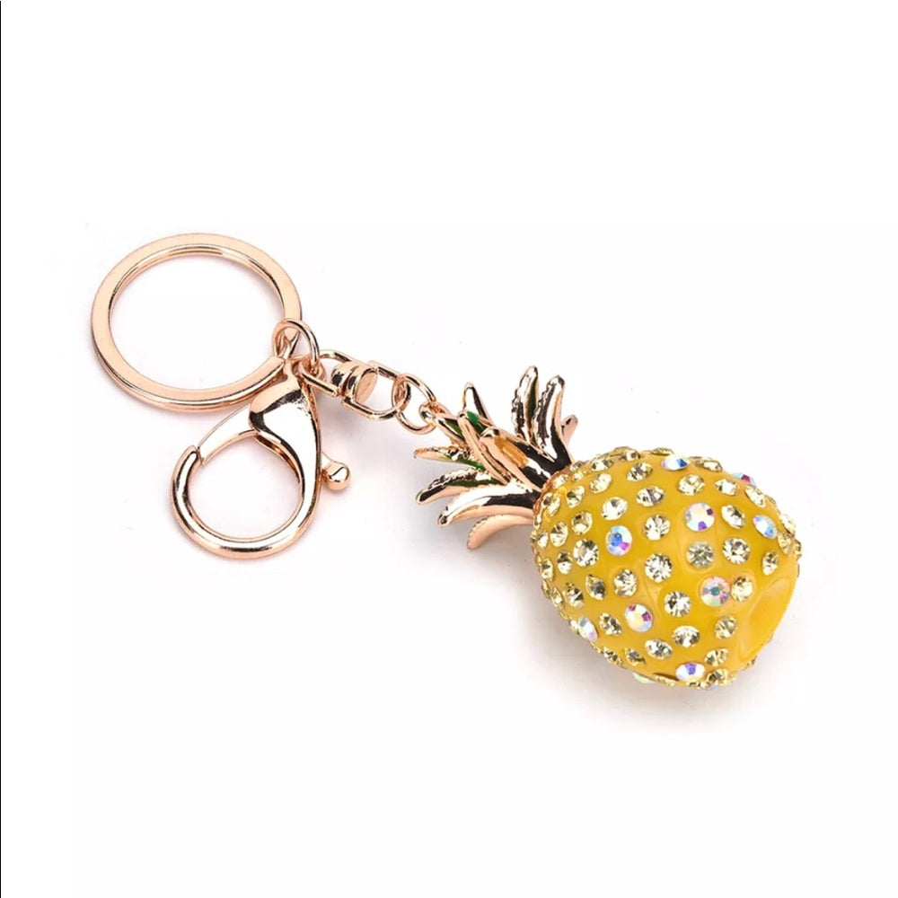 Gold Glitzy Pineapple PurseCharm KeyChain NWT New