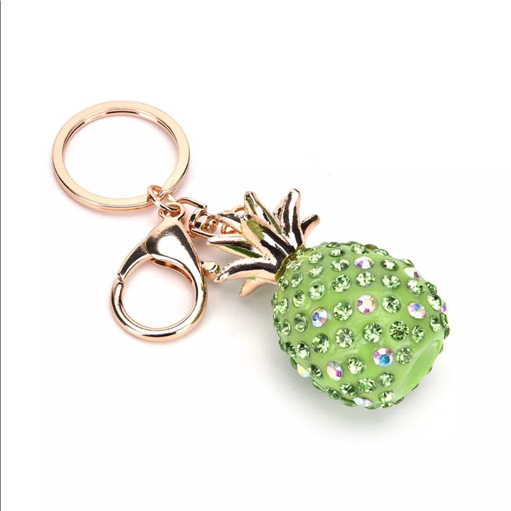 Green Glitzy Pineapple PurseCharm KeyChain NWT New