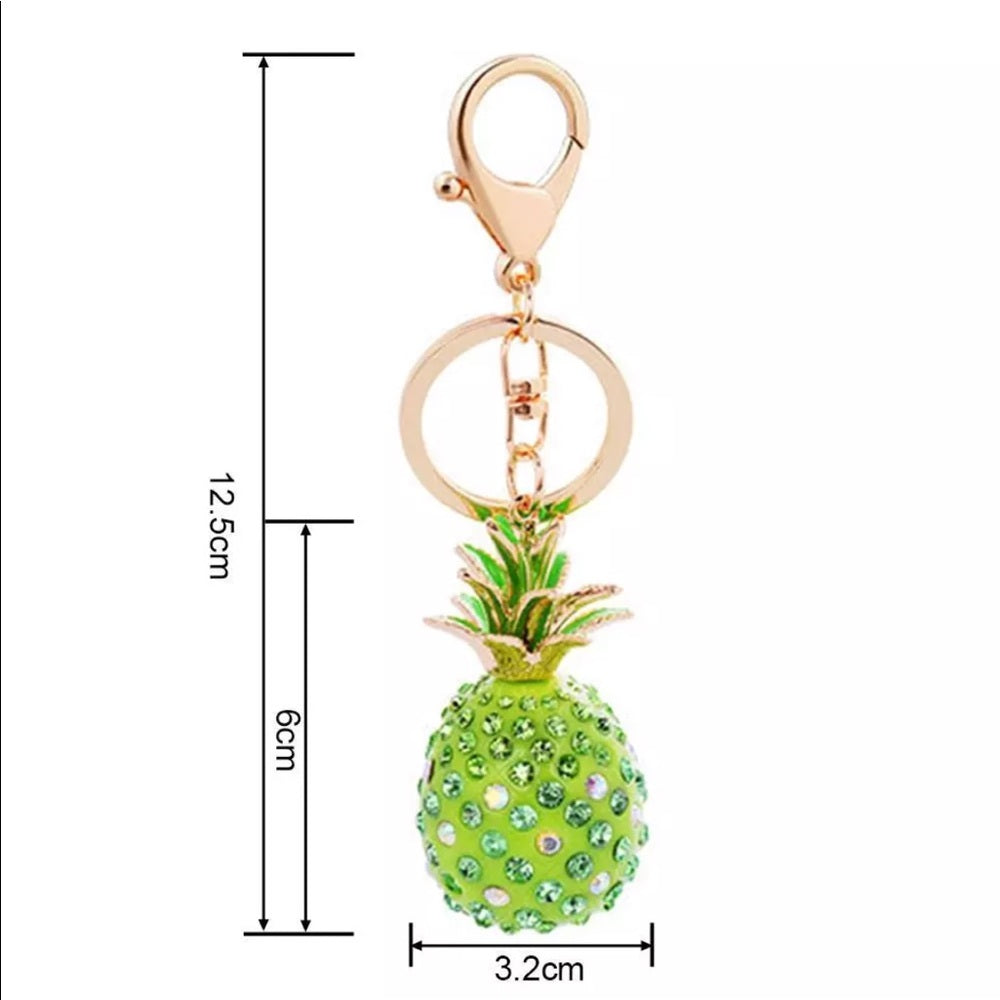 Green Glitzy Pineapple PurseCharm KeyChain NWT New