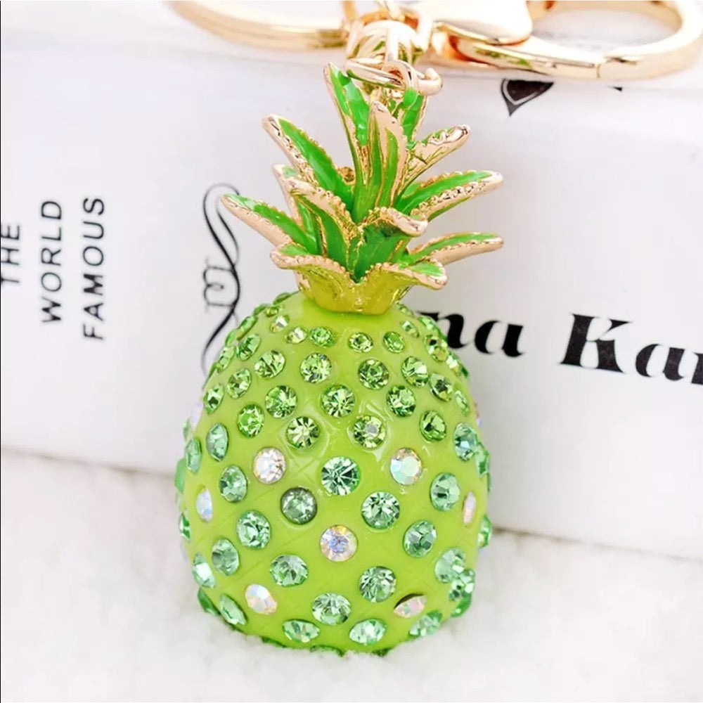 Green Glitzy Pineapple PurseCharm KeyChain NWT New