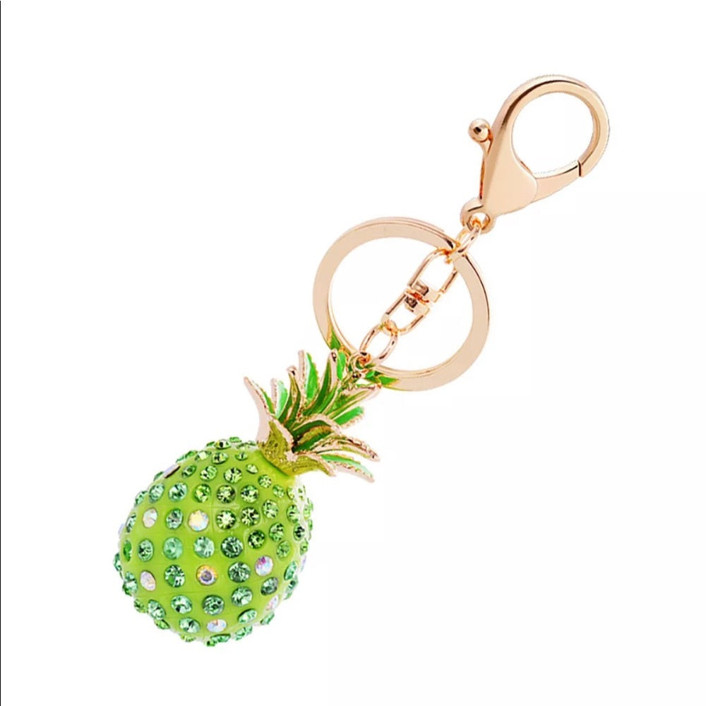 Green Glitzy Pineapple PurseCharm KeyChain NWT New